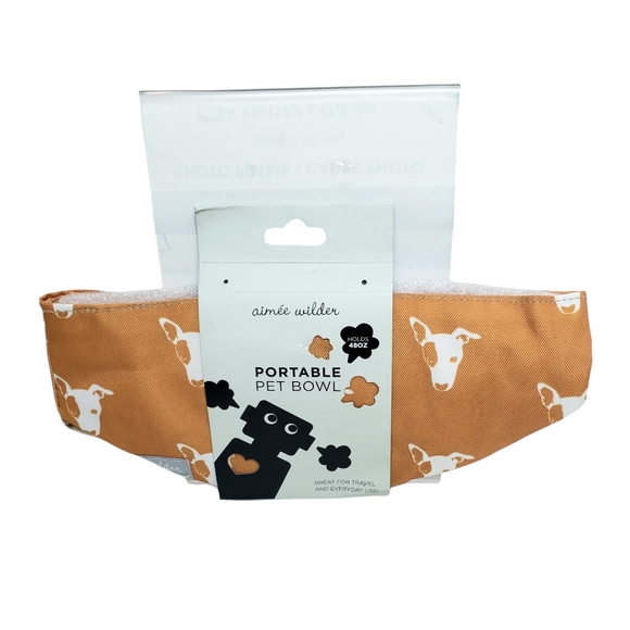 Aimee Wilder Foldable Portable Pet Bowl Orange Caramel 48oz - Picture 1 of 8